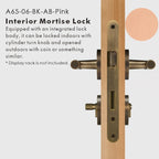 Leather Wrapped Solid Brass Door Lever Set, US Standard