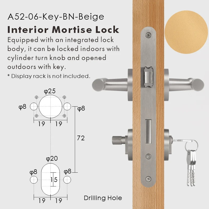 Leather Wrapped Solid Brass Door Lever Set, European Mortise