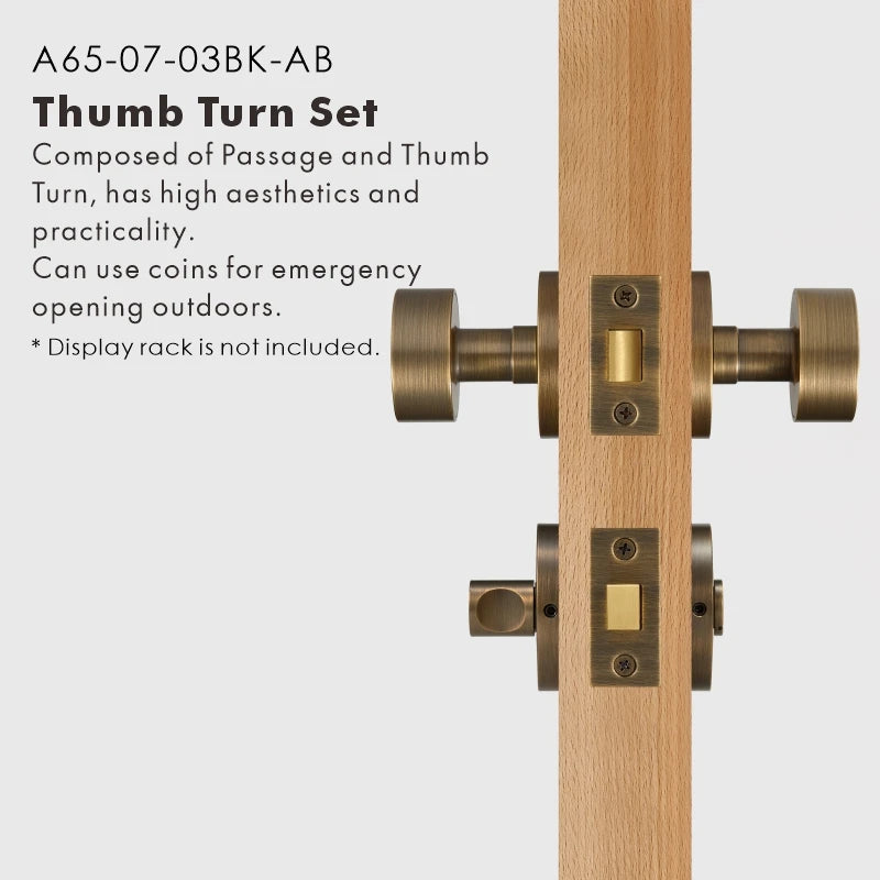 Round Solid Brass Door Knob Set, US Standard