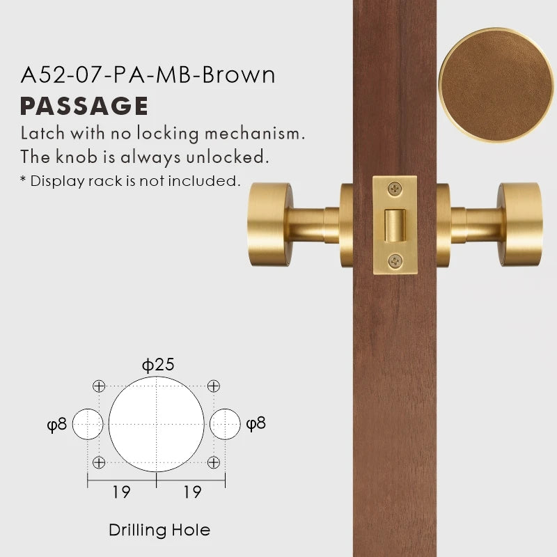 Round Solid Brass Door Knob Set, European Mortise