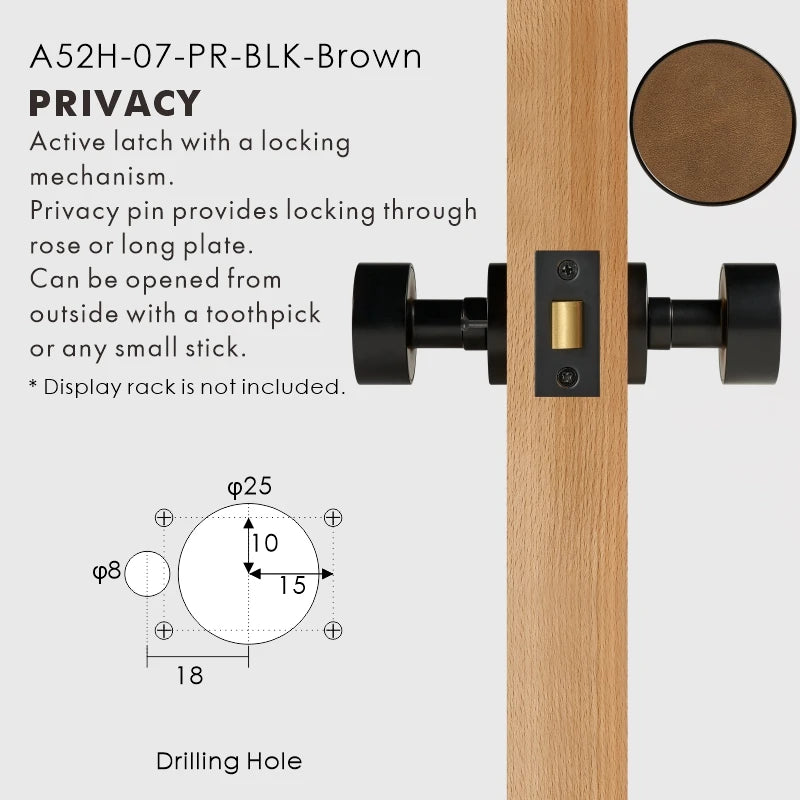 Round Solid Brass Door Knob Set, European Mortise
