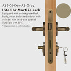 Leather Wrapped Solid Brass Door Lever Set, US Standard