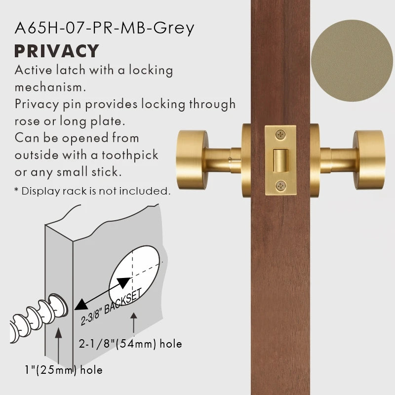 Round Solid Brass Door Knob Set, US Standard