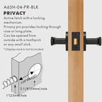 Flat Solid Brass Door Lever Set, US Standard