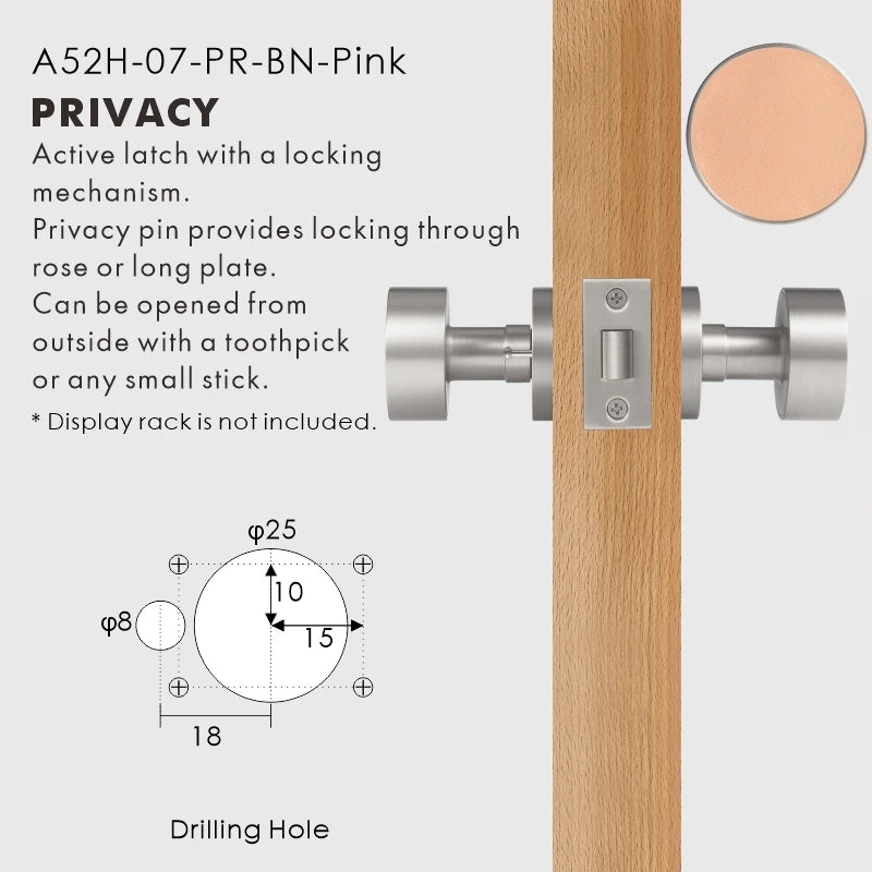 Round Solid Brass Door Knob Set, European Mortise