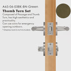 Leather Wrapped Solid Brass Door Lever Set, US Standard