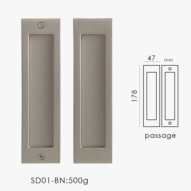 Solid Brass Flush Sliding Door Pull Set