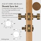 Round Solid Brass Door Knob Set, European Mortise