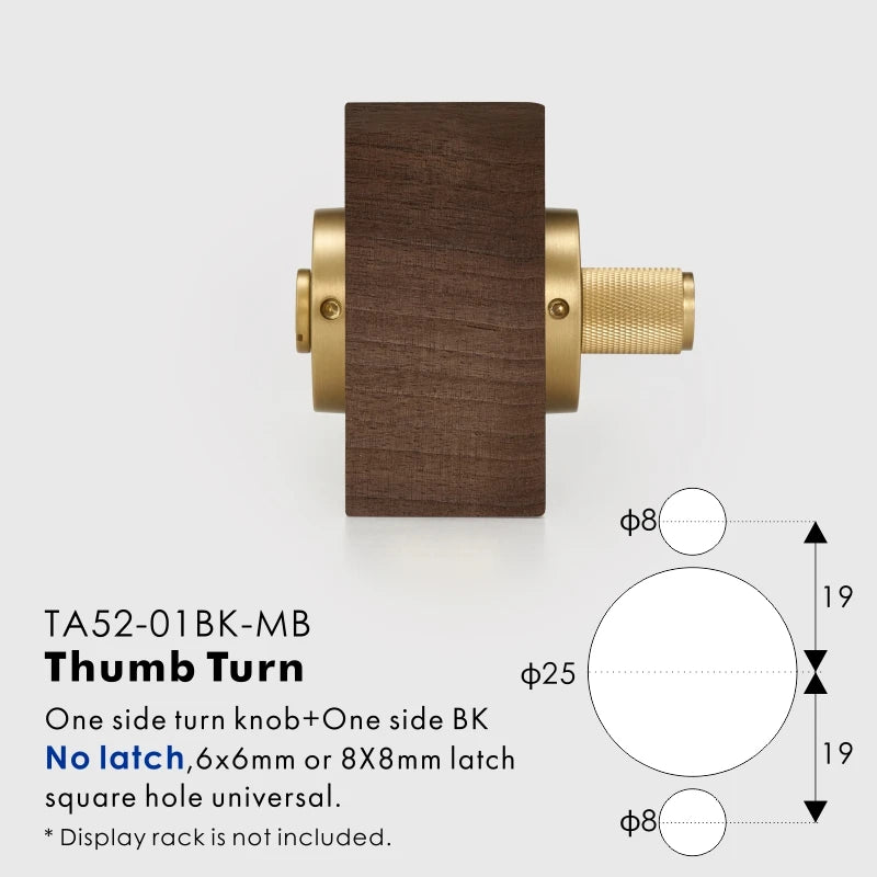 Diamond Knurled Solid Brass Privacy Thumb Turn, European Mortise