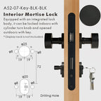 Round Solid Brass Door Knob Set, European Mortise