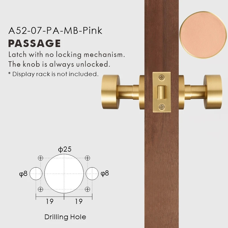 Round Solid Brass Door Knob Set, European Mortise