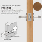 Leather Wrapped Solid Brass Door Lever Set, US Standard