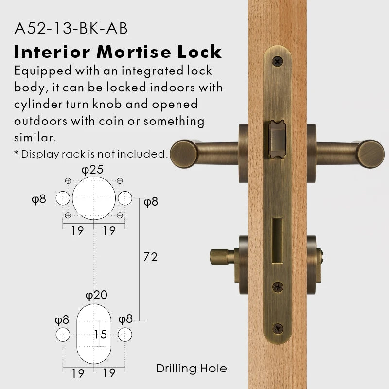 Hand Hammered Solid Brass Door Lever Set, European Mortise