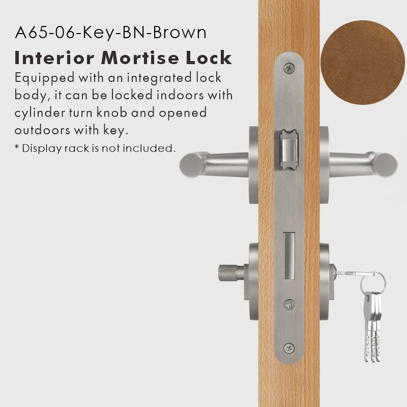 Leather Wrapped Solid Brass Door Lever Set, US Standard
