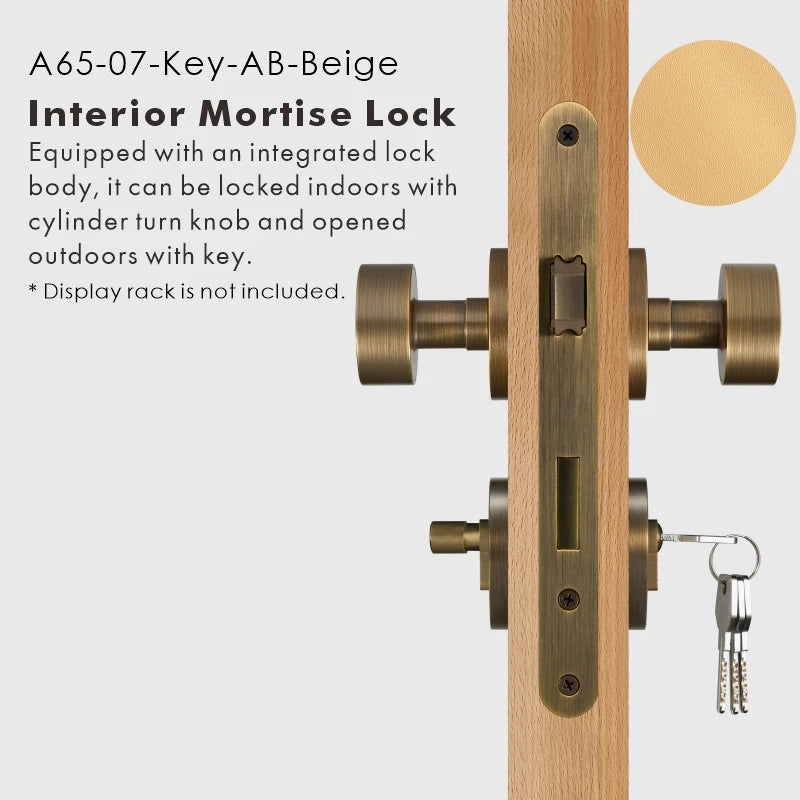 Round Solid Brass Door Knob Set, US Standard