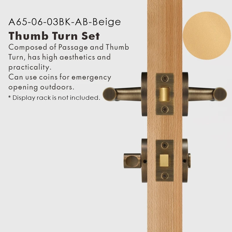 Leather Wrapped Solid Brass Door Lever Set, US Standard