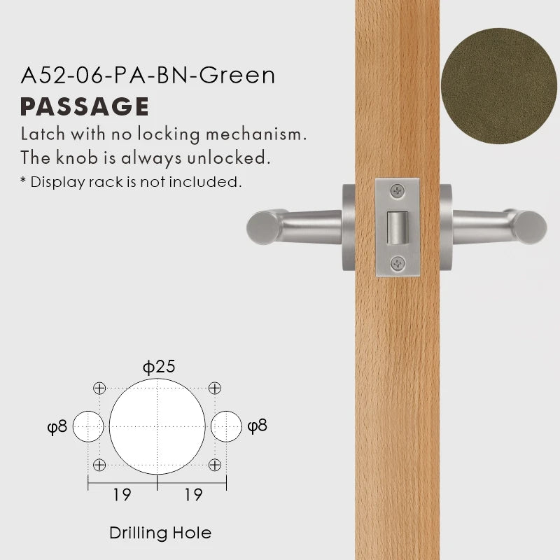 Leather Wrapped Solid Brass Door Lever Set, European Mortise