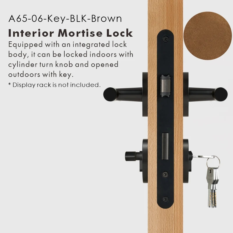 Leather Wrapped Solid Brass Door Lever Set, US Standard