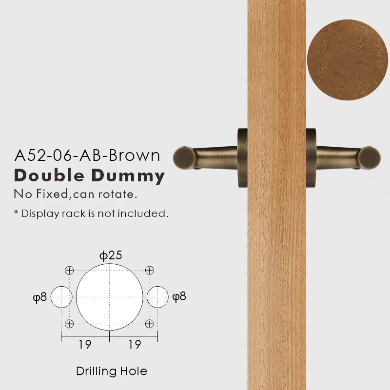 Leather Wrapped Solid Brass Door Lever Set, European Mortise