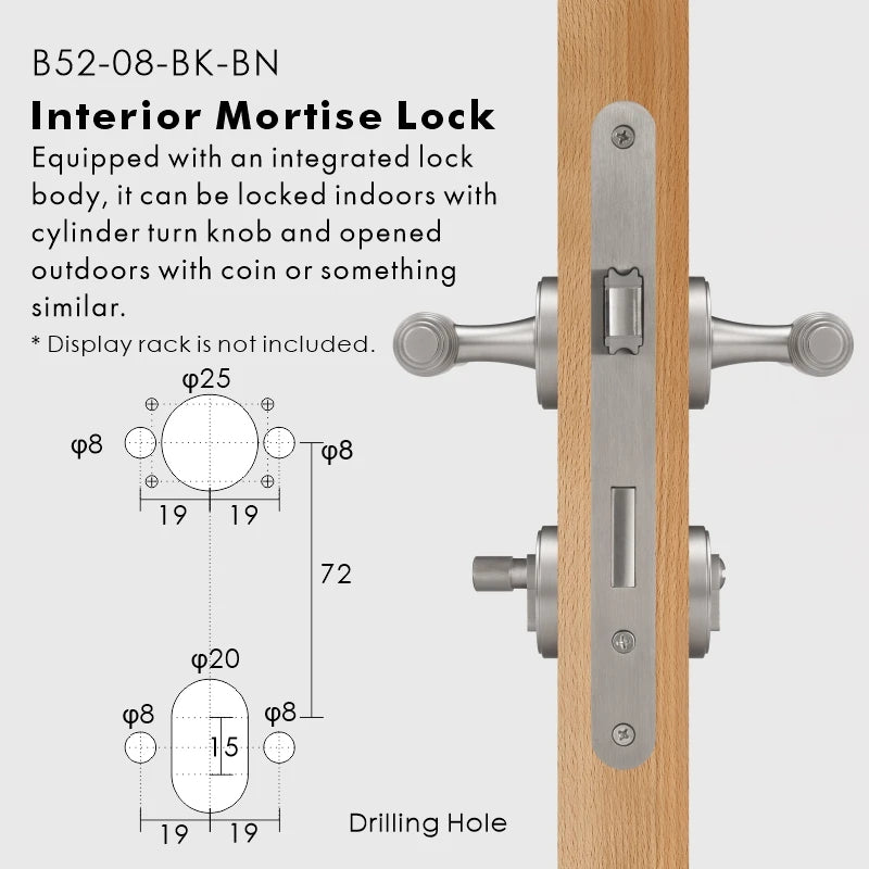 Classic Bar Solid Brass Door Lever Set, European Mortise