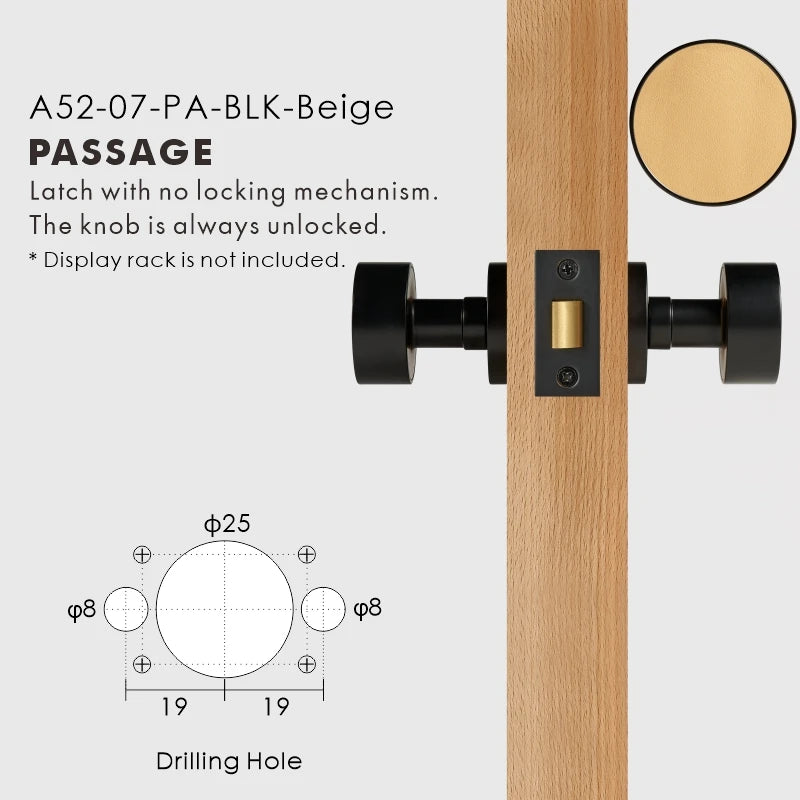 Round Solid Brass Door Knob Set, European Mortise