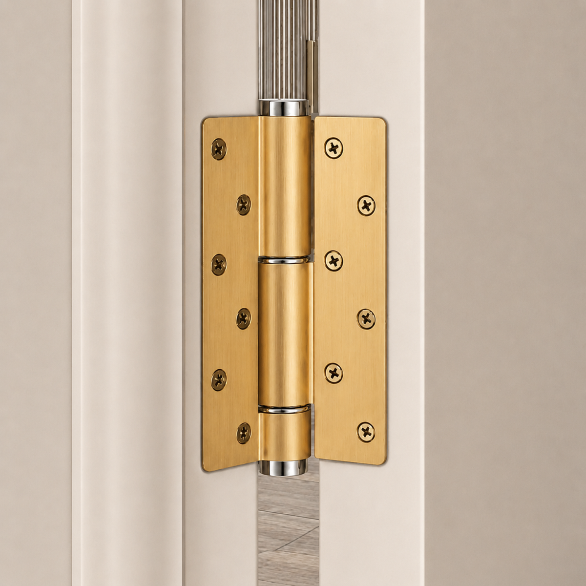 Heavy-Duty Brass Round Edge Butt Hinge — 6.22" H × 4.09" W
