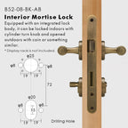 Classic Bar Solid Brass Door Lever Set, European Mortise