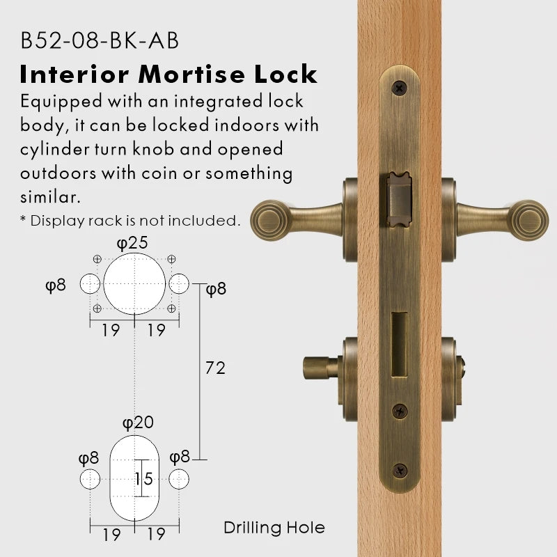Classic Bar Solid Brass Door Lever Set, European Mortise