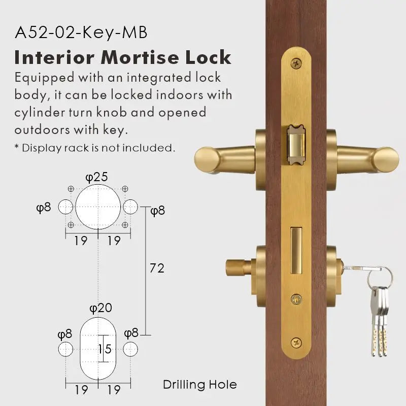 Diamond Knurled Solid Brass Door Lever Set, European Mortise