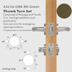 Leather Wrapped Solid Brass Door Lever Set, European Mortise