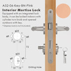 Leather Wrapped Solid Brass Door Lever Set, European Mortise