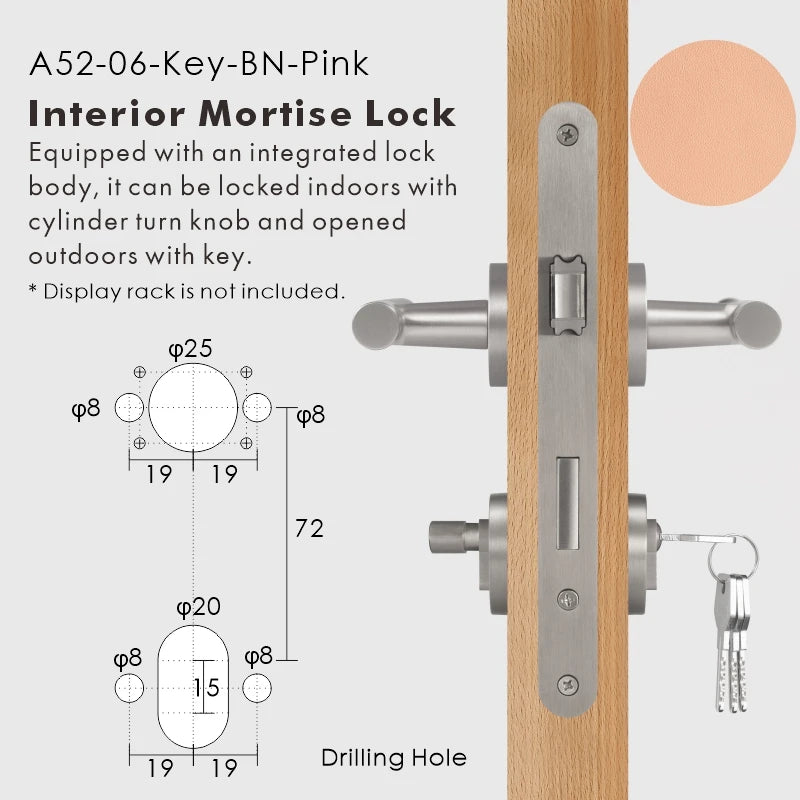 Leather Wrapped Solid Brass Door Lever Set, European Mortise