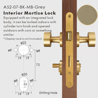 Round Solid Brass Door Knob Set, European Mortise