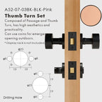 Round Solid Brass Door Knob Set, European Mortise