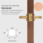 Leather Wrapped Solid Brass Door Lever Set, European Mortise