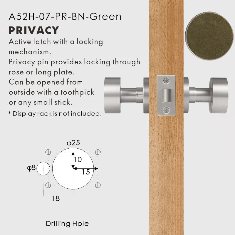 Round Solid Brass Door Knob Set, European Mortise