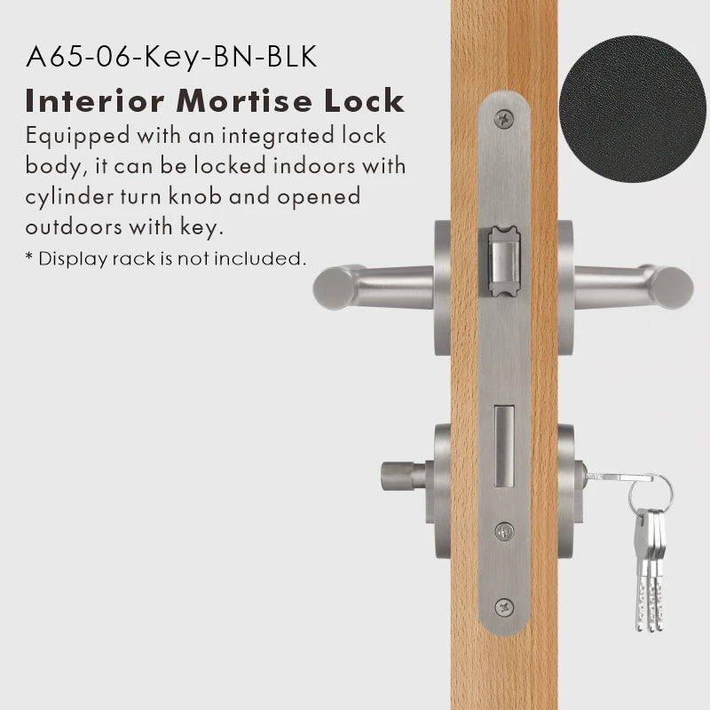 Leather Wrapped Solid Brass Door Lever Set, US Standard
