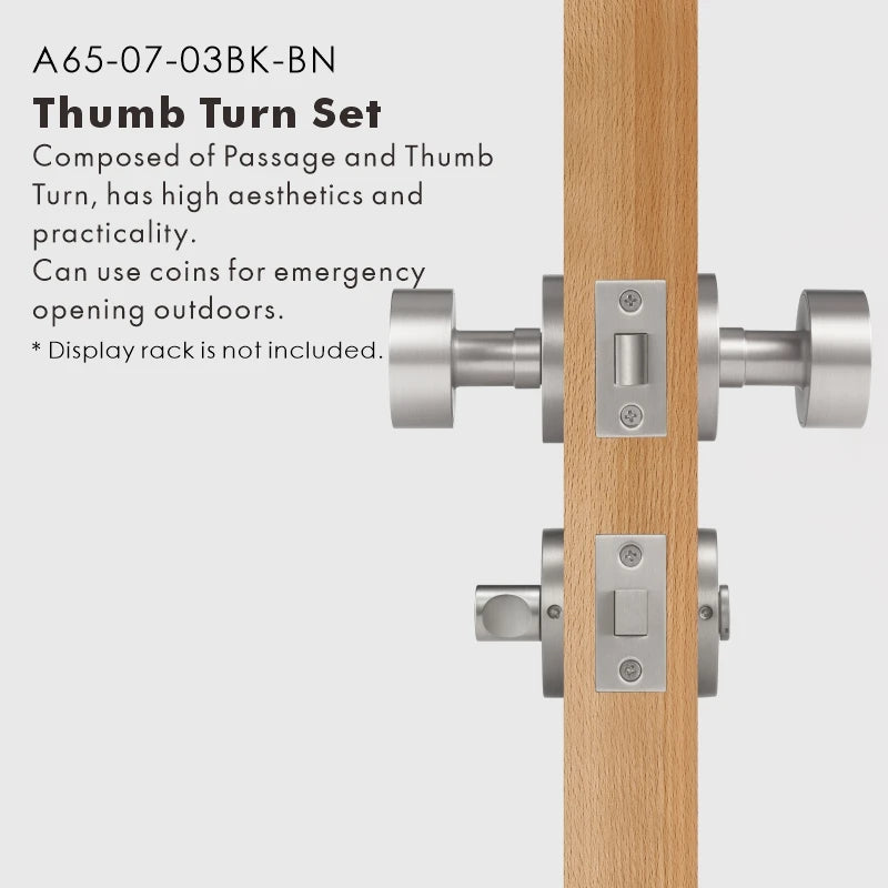 Round Solid Brass Door Knob Set, US Standard
