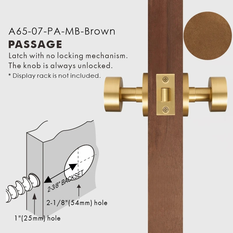 Round Solid Brass Door Knob Set, US Standard