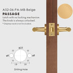 Leather Wrapped Solid Brass Door Lever Set, European Mortise