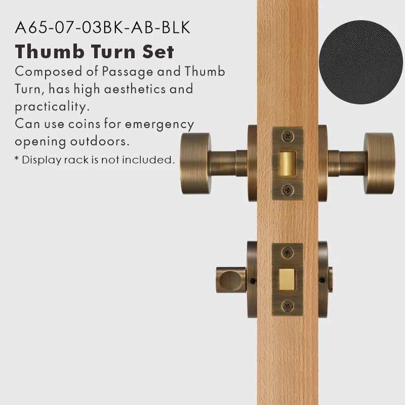Round Solid Brass Door Knob Set, US Standard
