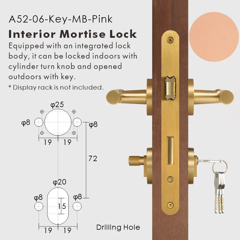 Leather Wrapped Solid Brass Door Lever Set, European Mortise