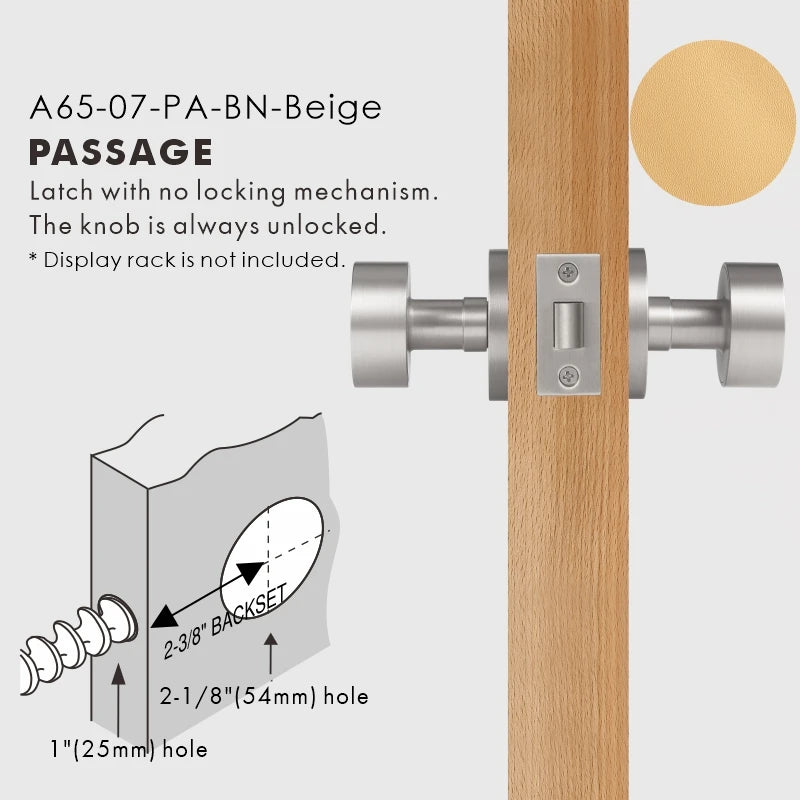 Round Solid Brass Door Knob Set, US Standard