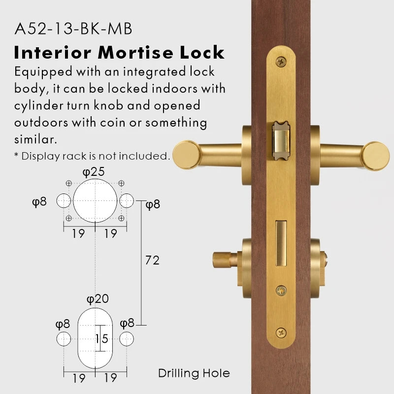 Hand Hammered Solid Brass Door Lever Set, European Mortise