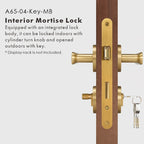 Flat Solid Brass Door Lever Set, US Standard