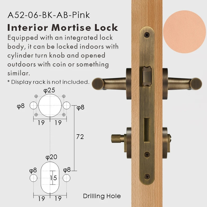 Leather Wrapped Solid Brass Door Lever Set, European Mortise