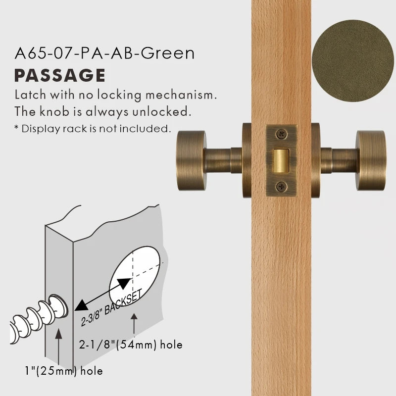 Round Solid Brass Door Knob Set, US Standard