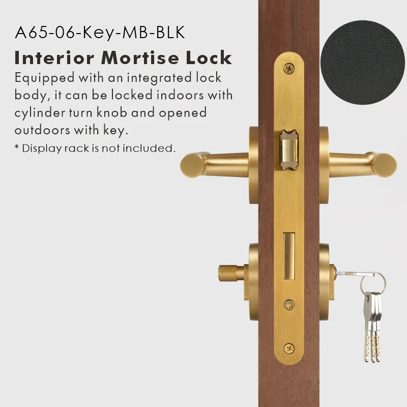 Leather Wrapped Solid Brass Door Lever Set, US Standard