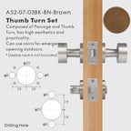 Round Solid Brass Door Knob Set, European Mortise