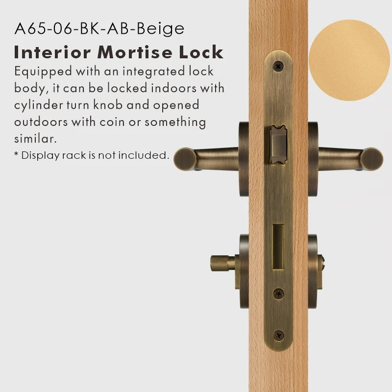 Leather Wrapped Solid Brass Door Lever Set, US Standard
